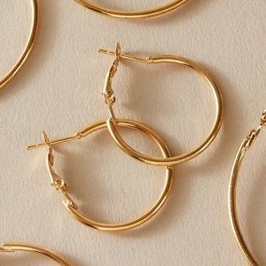 6 pairs Mixed Size Metallic Hoop Earring Set